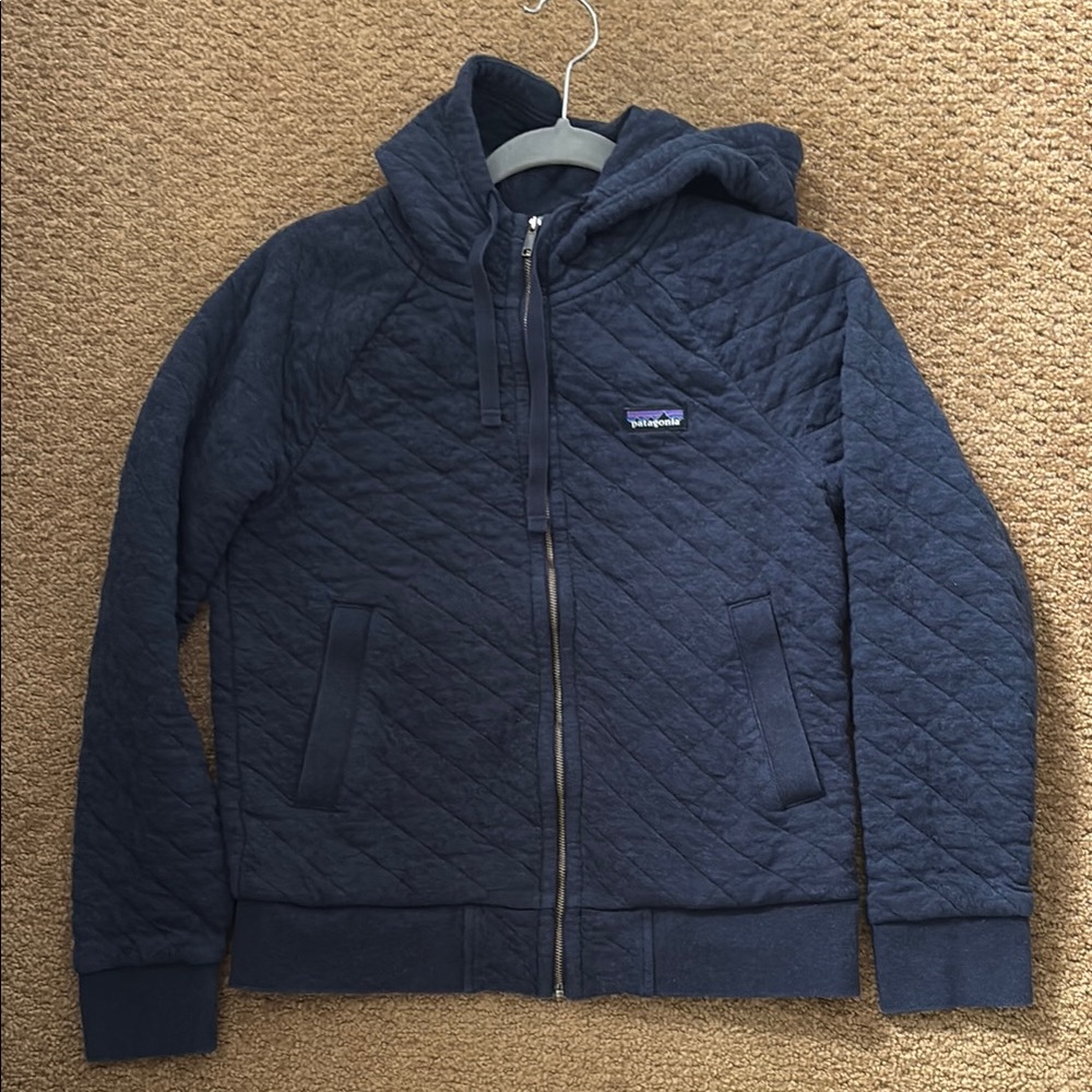 Patagonia Navy Blue Quilted Full Zip Hoodie